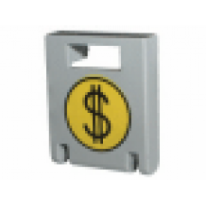 Part 4346px3 Light Gray Container, Box 2 x 2 x 2 Door with Slot and Round Money Bag Pattern 